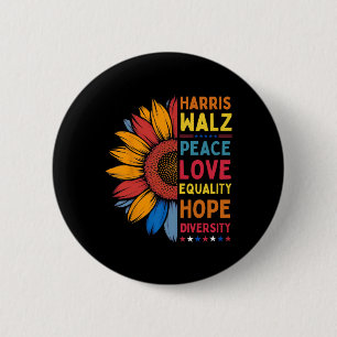 Harris Wheimer Peace Love Equality Hope Diversity  6 Cm Round Badge