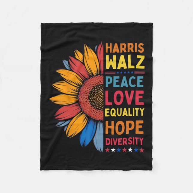 Harris Wheimer Peace Love Equality Hope Diversity  Fleece Blanket (Front)