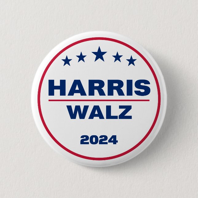 Harris Wlaz 2024 Kamala Harris Tim Walz Election 6 Cm Round Badge (Front)
