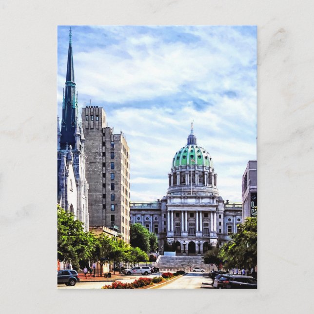 Harrisburg PA - Capitol Seen from State Street Postcard (Front)