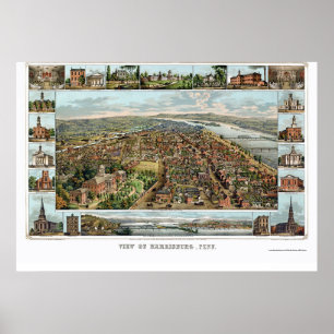 Harrisburg, PA Panoramic Map - 1855 Poster