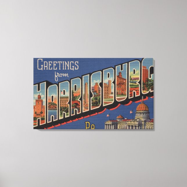 Harrisburg, Pennsylvania - Large Letter Scenes Canvas Print (Front)
