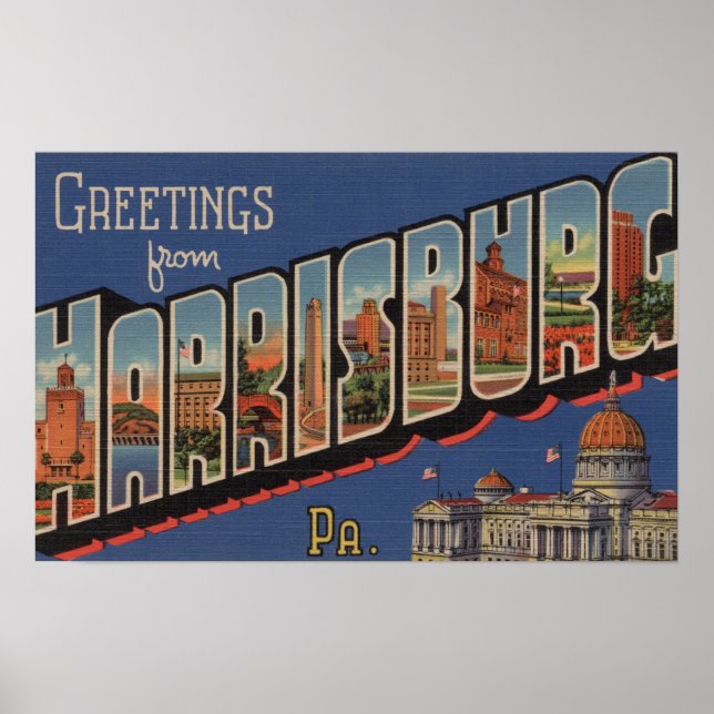 Harrisburg, Pennsylvania - Large Letter Scenes Poster (Front)