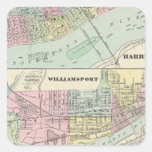 Harrisburg, Williamsport, Erie, Scranton Square Sticker