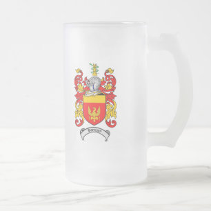 HARRISON FAMILY CREST - HARRISON COAT OF ARMS FROSTED GLASS BEER MUG