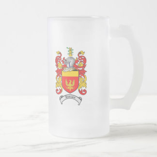 HARRISON FAMILY CREST -  HARRISON COAT OF ARMS FROSTED GLASS BEER MUG