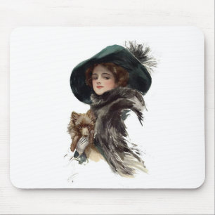 Harrison Fisher Girl in a Teal Hat Mouse Mat