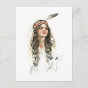 Harrison Fisher Song of Hiawatha Minnehaha Postcard