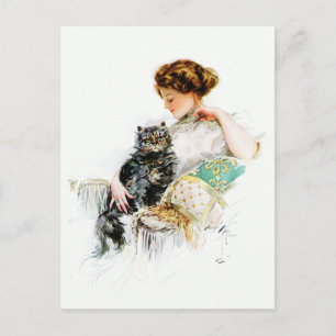 Harrison Fisher: Woman with Cat Postcard