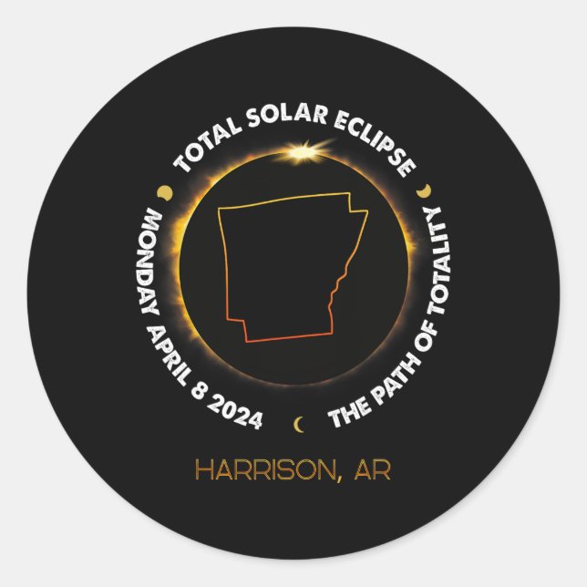 Harrison Total Solar Eclipse 2024  Classic Round Sticker (Front)