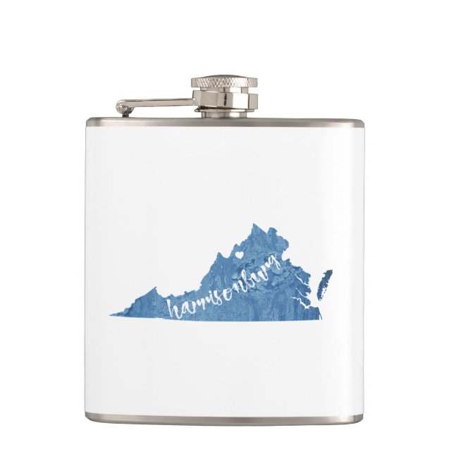 Harrisonburg Virginia Wood Grain Hip Flask (Front)