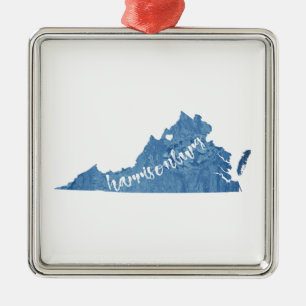 Harrisonburg Virginia Wood Grain Metal Tree Decoration