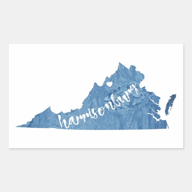 Harrisonburg Virginia Wood Grain Rectangular Sticker (Front)