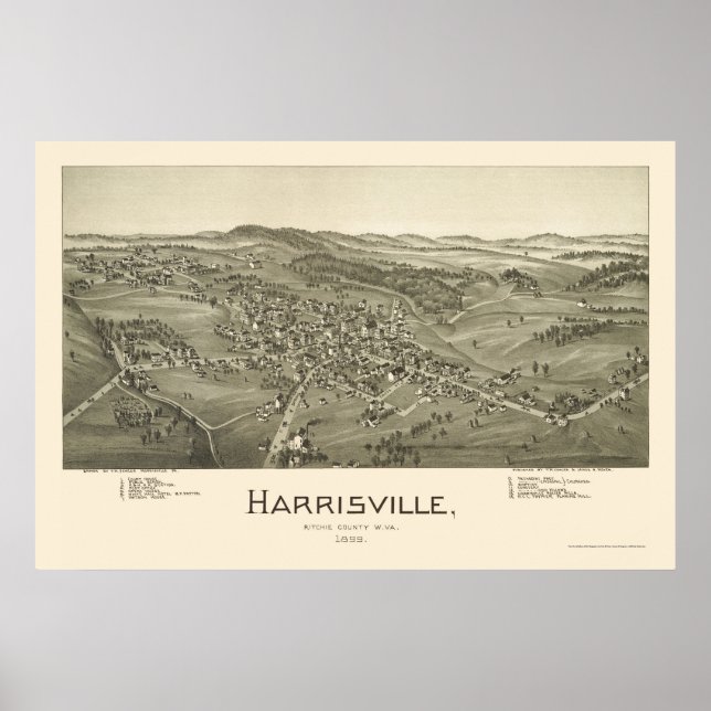 Harrisville, WV Panoramic Map - 1899 Poster (Front)