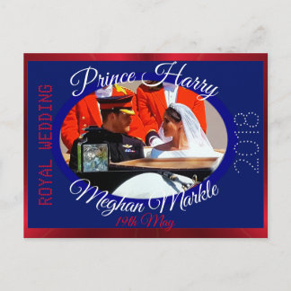 Harry and Meghan photo Royal Wedding Carriage Ride Postcard