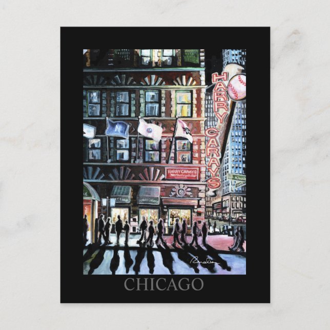 Harry Caray Chicago Art Randsom Art Postcard (Front)