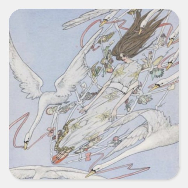 Harry Clarke Wild Swans Square Sticker (Front)