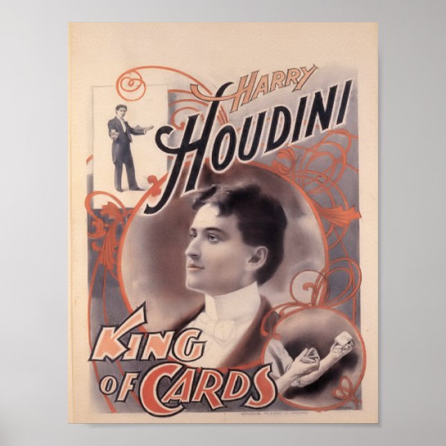 Harry Houdini, king of cards 1895 Poster (Front)