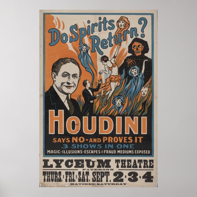 Harry HOUDINI  Mentalist VAUDEVILLE Poster (Front)