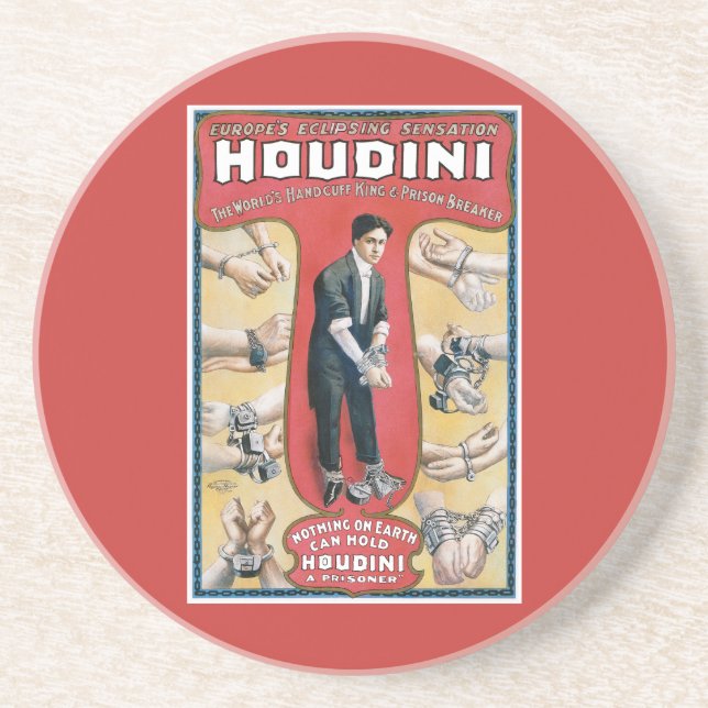Harry Houdini Vintage Magician Poster Coaster (Front)