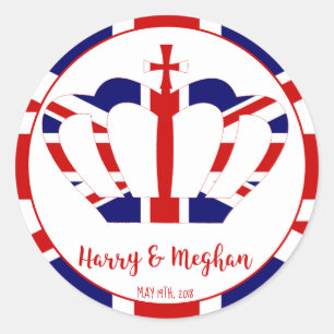 Harry & Meghan Crown   Royal Wedding Celebration Classic Round Sticker