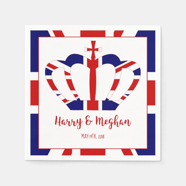 Harry & Meghan Crown | Royal Wedding Celebration Napkin (Front)
