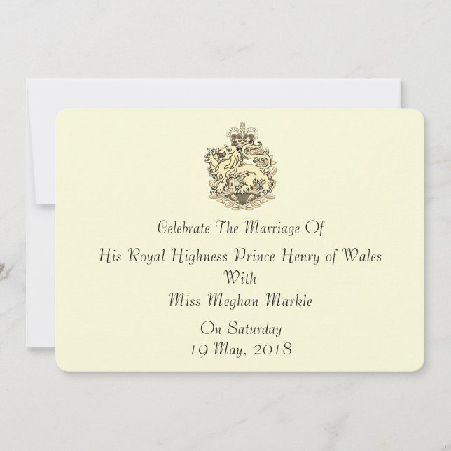 Harry & Meghan Elegant Royal Wedding Invitation (Front)
