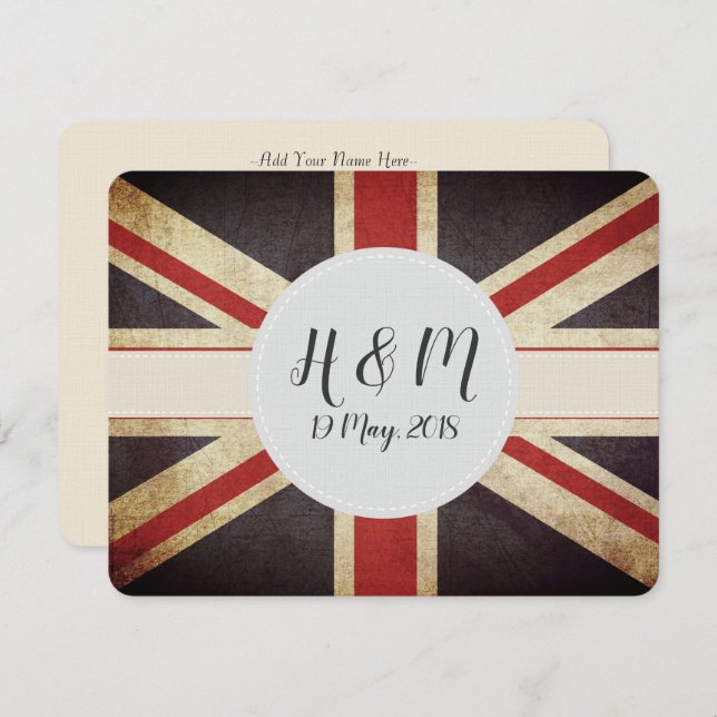 Harry Meghan Monogram Union Jack Invitation (Front/Back)