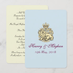 Harry Meghan Posh Royal Wedding Invitation (Blue)