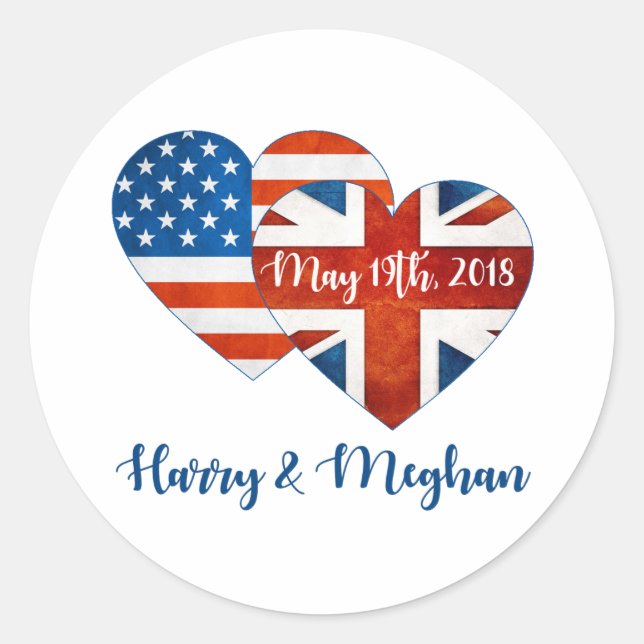 Harry & Meghan Wedding, May 19th 2018 Classic Round Sticker (Front)