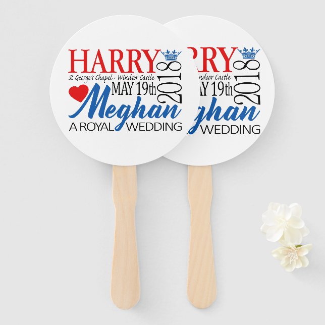 Harry & Meghan Wedding, May 19th 2018 Hand Fan (Front and Back)