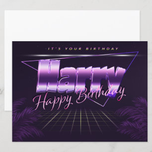 Harry Name Vorname lila retro Karte Geburtstag Card