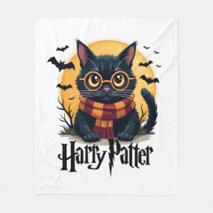 Harry Pawter Witch Black Cat Halloween Funny Movie Fleece Blanket