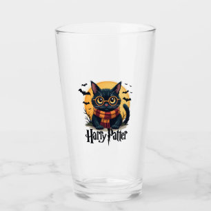 Harry Pawter Witch Black Cat Halloween Funny Movie Glass