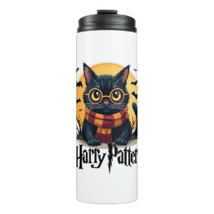 Harry Pawter Witch Black Cat Halloween Funny Movie Thermal Tumbler