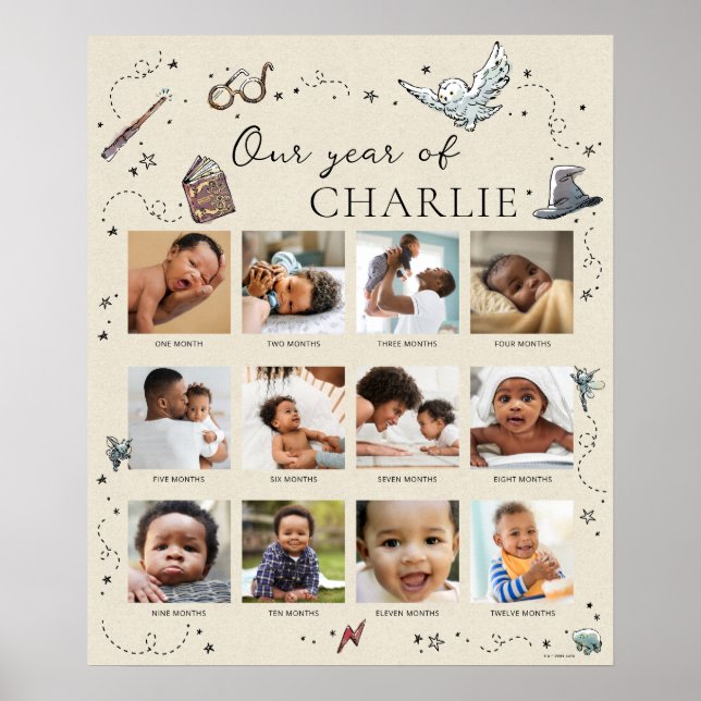 Harry Potter 1st Birthday - 12 Month Photo Collage Poster (Front)