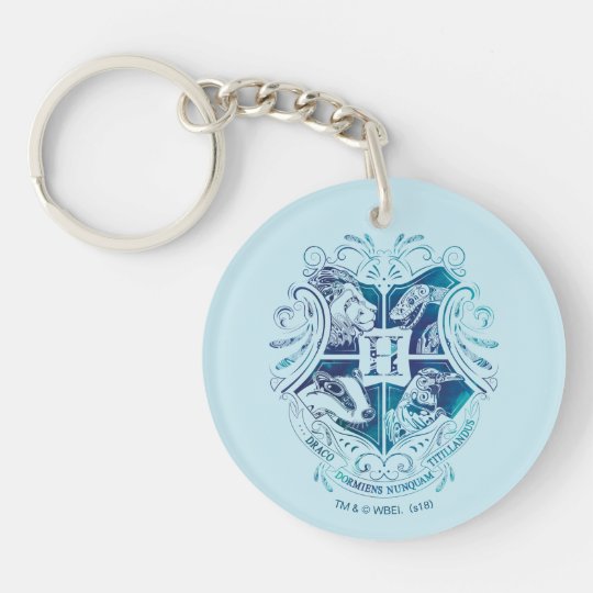 Harry Potter Aguamenti Hogwarts Crest Key Ring Zazzle Co Uk