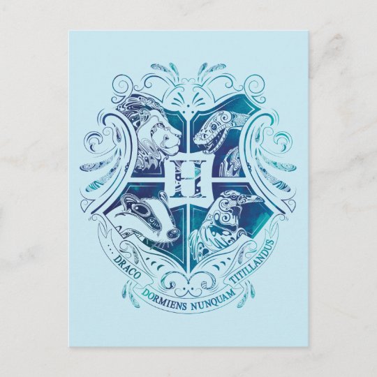 Harry Potter Aguamenti Hogwarts Crest Postcard Zazzle Co Uk