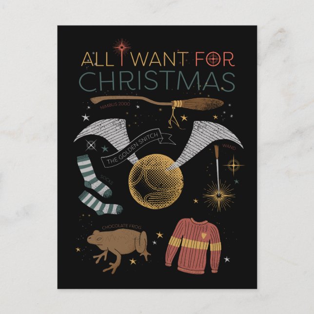 HARRY POTTER™ All I Want For Christmas Holiday Postcard (Front)
