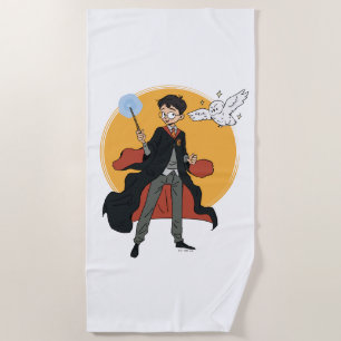 HARRY POTTER™ and Hedwig Illustration Beach Towel