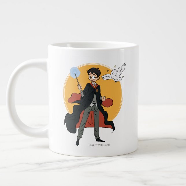 HARRY POTTER™ and Hedwig Illustration Large Coffee Mug (Left)