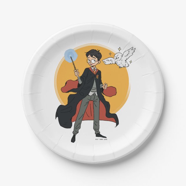 HARRY POTTER™ and Hedwig Illustration Paper Plate (Front)