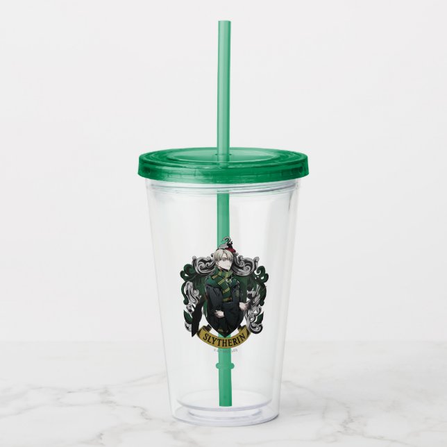 HARRY POTTER™ | Anime Draco Malfoy House Crest Acrylic Tumbler (Front)