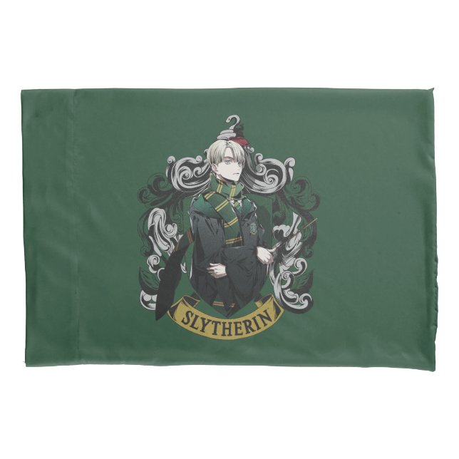 HARRY POTTER™ | Anime Draco Malfoy House Crest Pillowcase (Front)