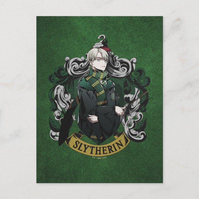 HARRY POTTER™ | Anime Draco Malfoy House Crest Postcard (Front)