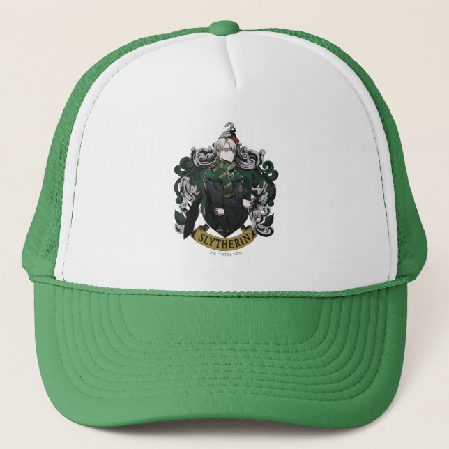 HARRY POTTER™ | Anime Draco Malfoy House Crest Trucker Hat (Front)