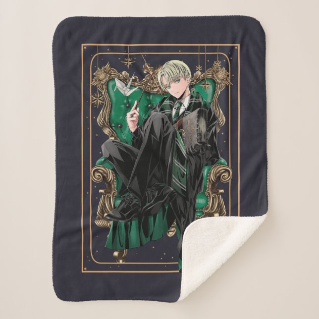 HARRY POTTER™ | Anime Draco Malfoy Seated Sherpa Blanket (Front)