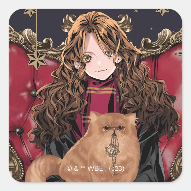 HARRY POTTER™ | Anime Hermione Granger Seated Square Sticker (Front)