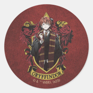 HARRY POTTER™   Anime Ron Weasley House Crest Classic Round Sticker