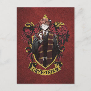 HARRY POTTER™   Anime Ron Weasley House Crest Postcard